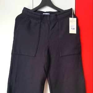 MATE The Label Organic Cotton Wide Leg Fleece Sweatpants Black Size S, NWT